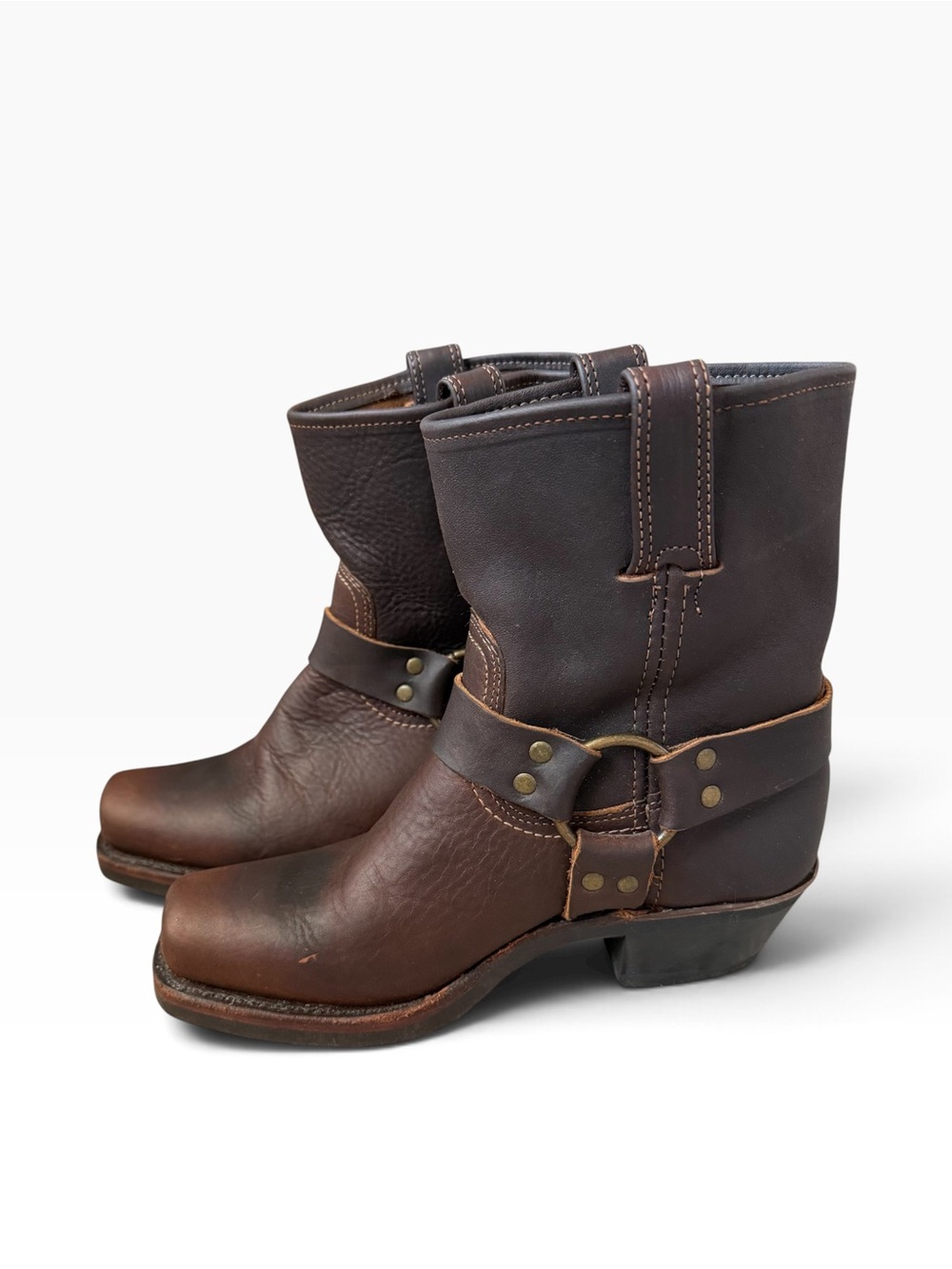 FRYE vintage leather 8R harness short ankle boots women's size 7